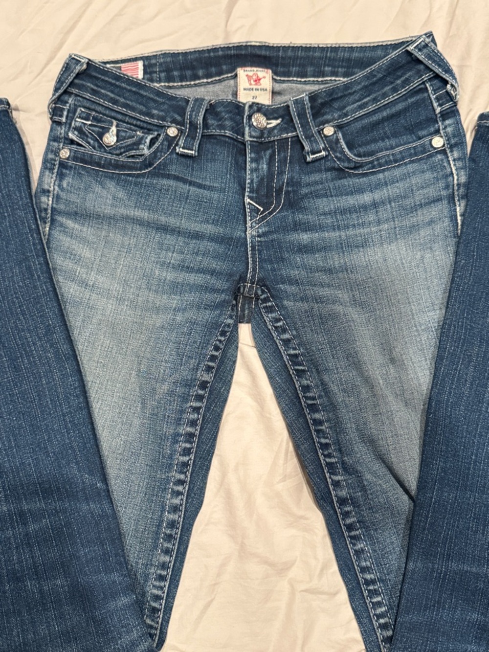 True Religion Women's Becky with crystals Medium Blue Bootcut Jeans